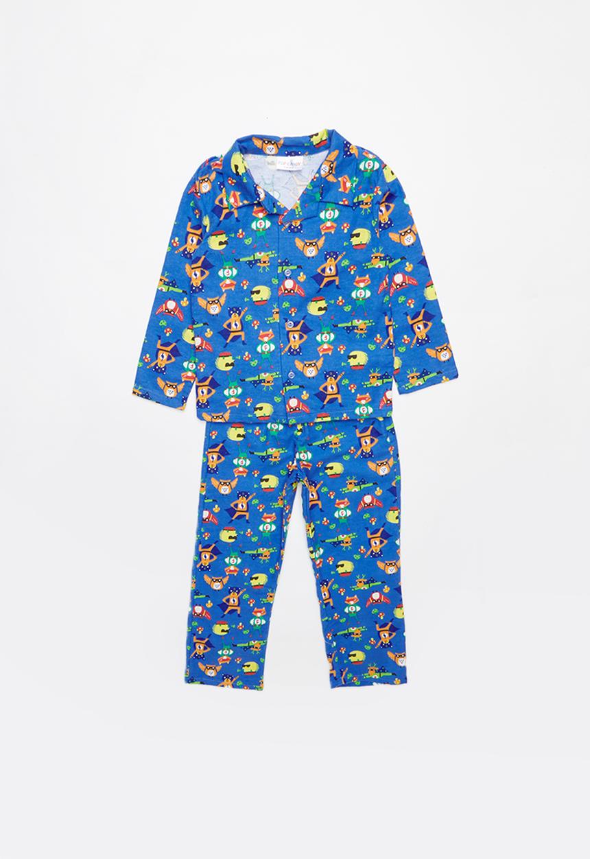Pop Candy - Super hero full flannel pyjama top & bottom - multi