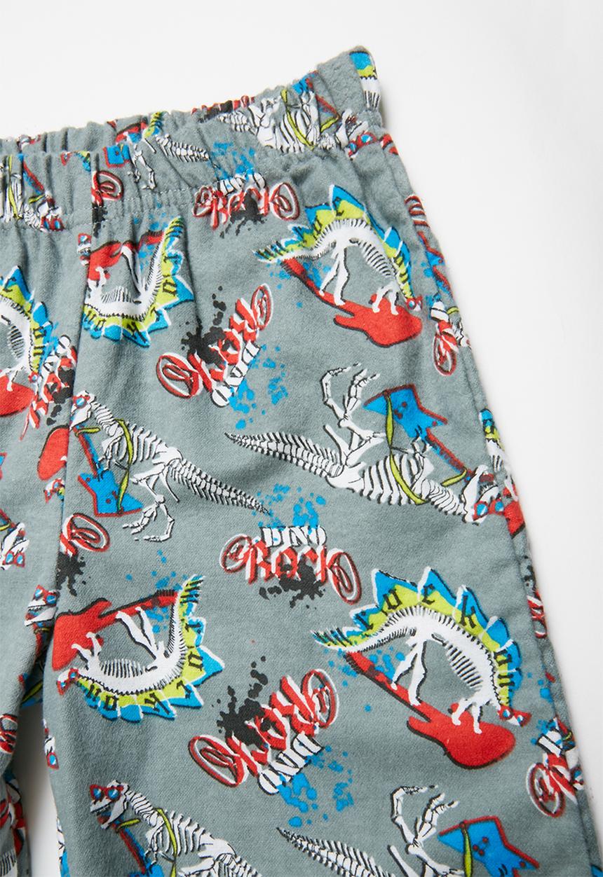 Pop Candy - Single jersey flannel pyjama top & bottom dino - grey & black