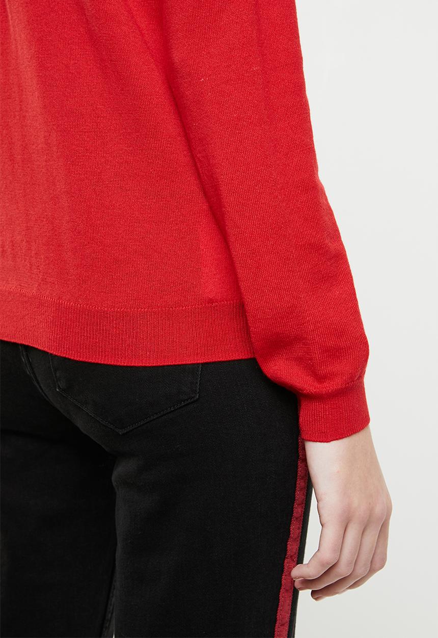 MANGO - Fine knit cotton sweater - red