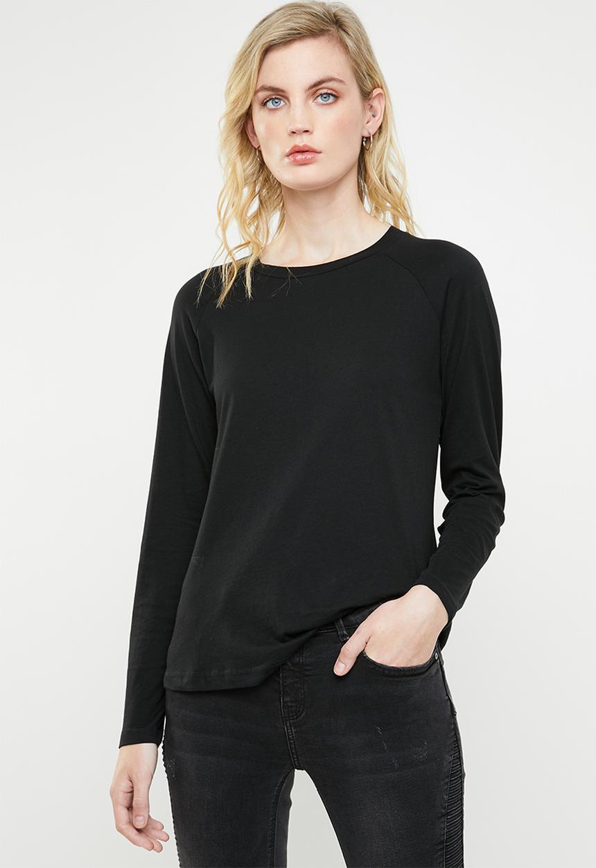 MANGO - Organic cotton long sleeve T-shirt - black