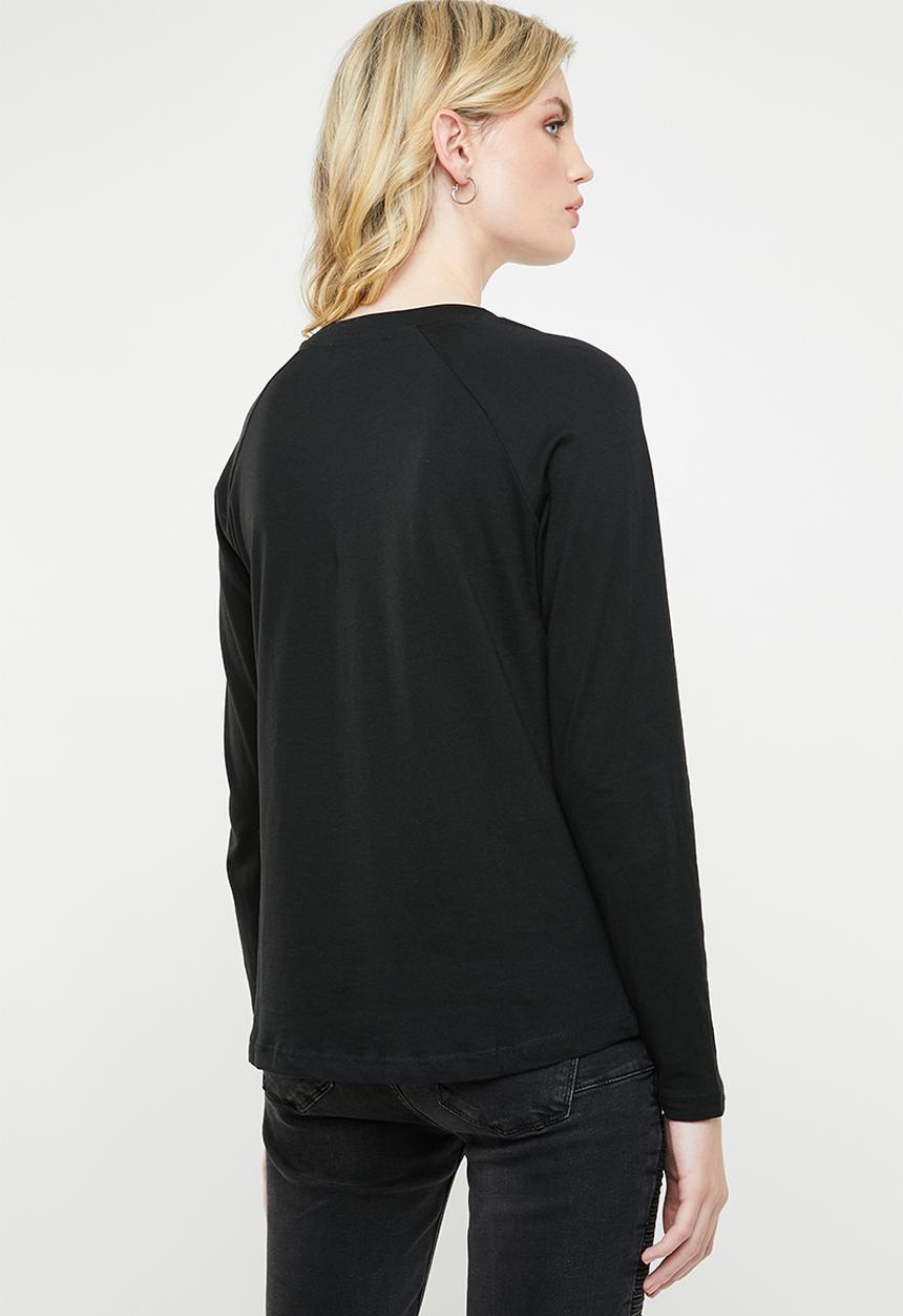 MANGO - Organic cotton long sleeve T-shirt - black