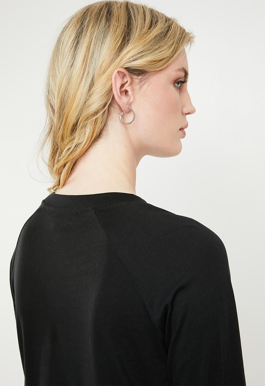 MANGO - Organic cotton long sleeve T-shirt - black