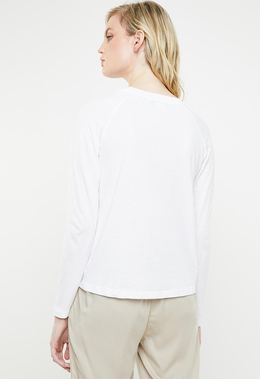 MANGO - Organic cotton long sleeve T-shirt - white