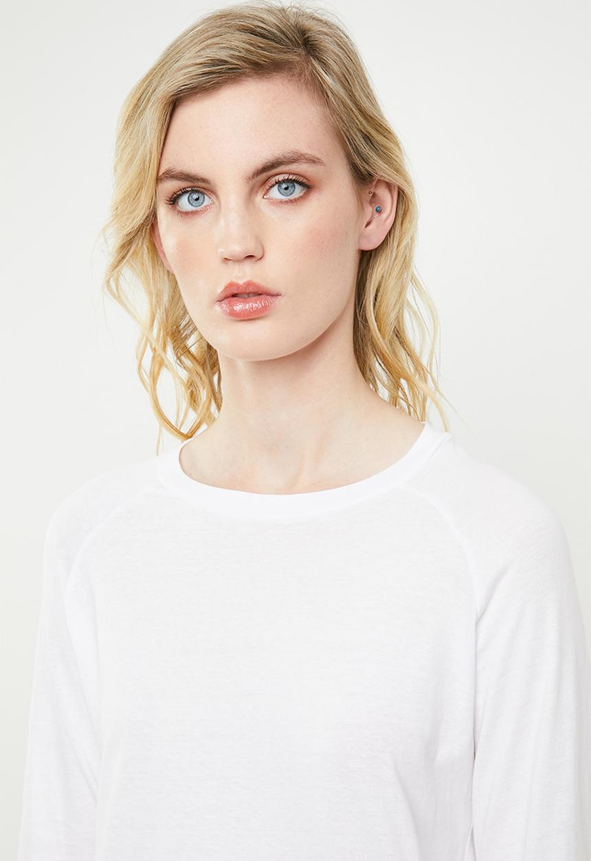MANGO - Organic cotton long sleeve T-shirt - white