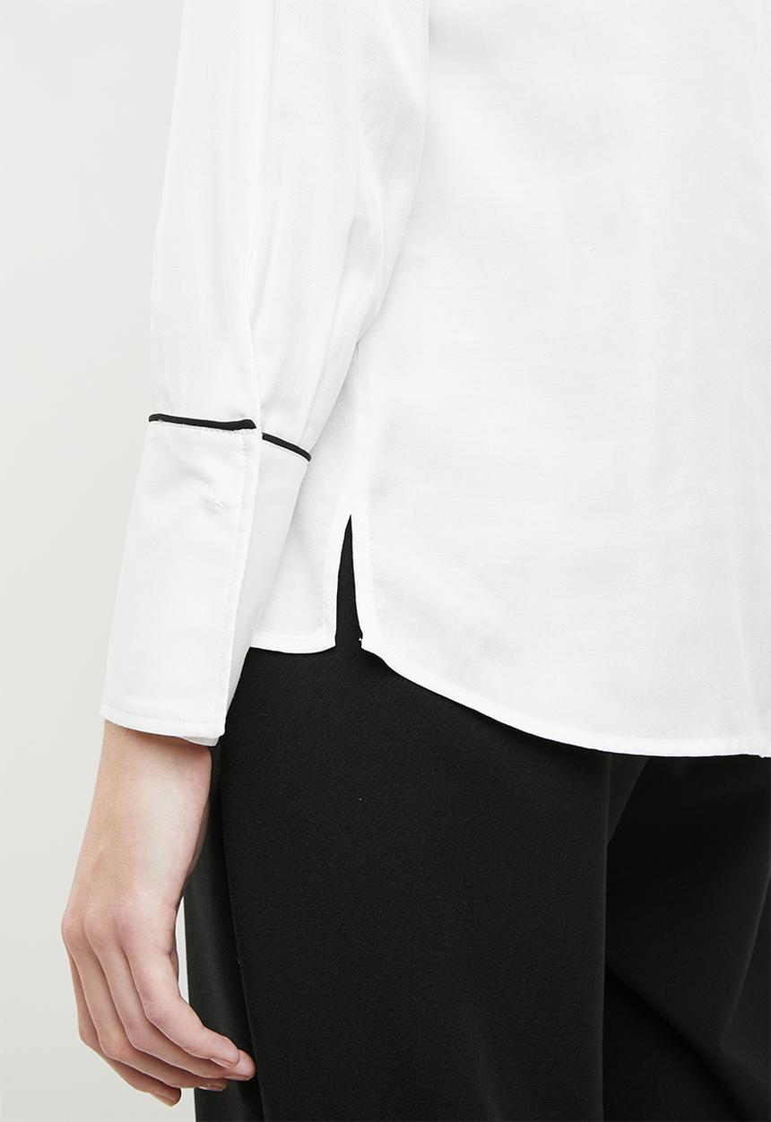MANGO - Contrast trim blouse - white