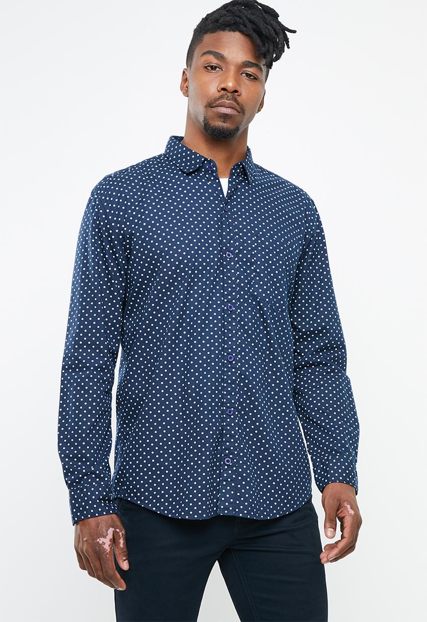 STYLE REPUBLIC - Night sky dotted long sleeve shirt - navy & white