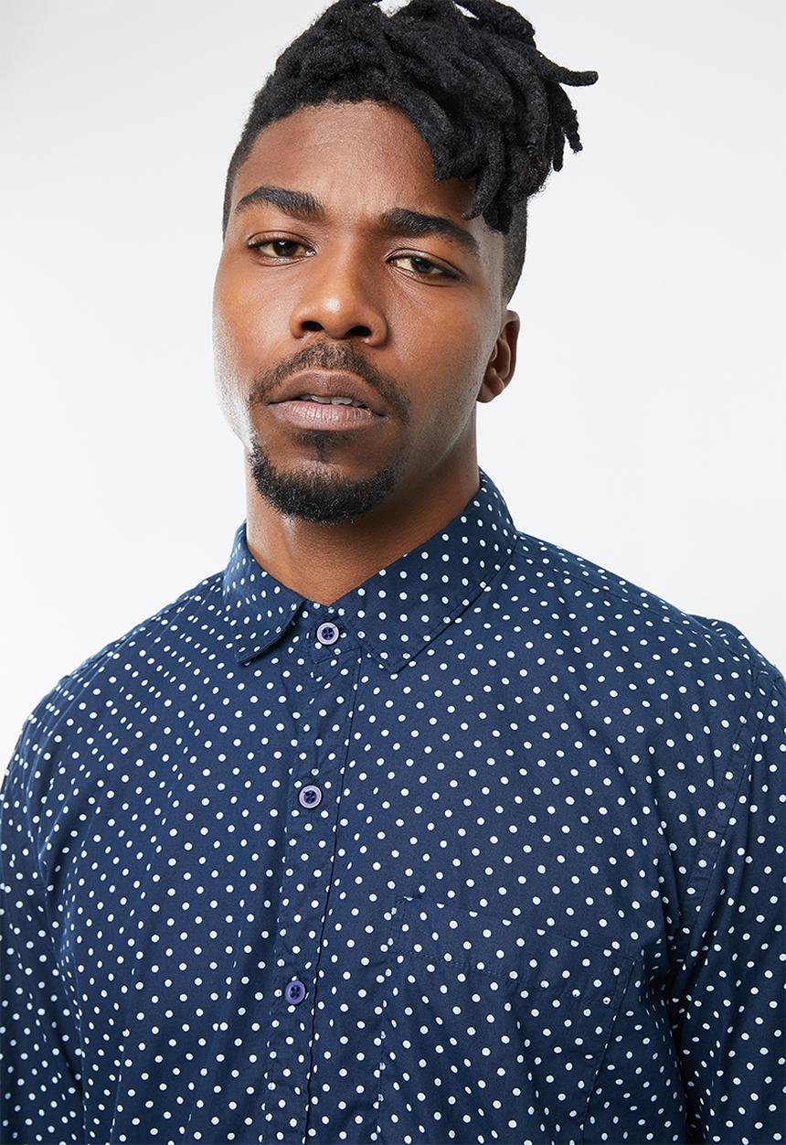 STYLE REPUBLIC - Night sky dotted long sleeve shirt - navy & white