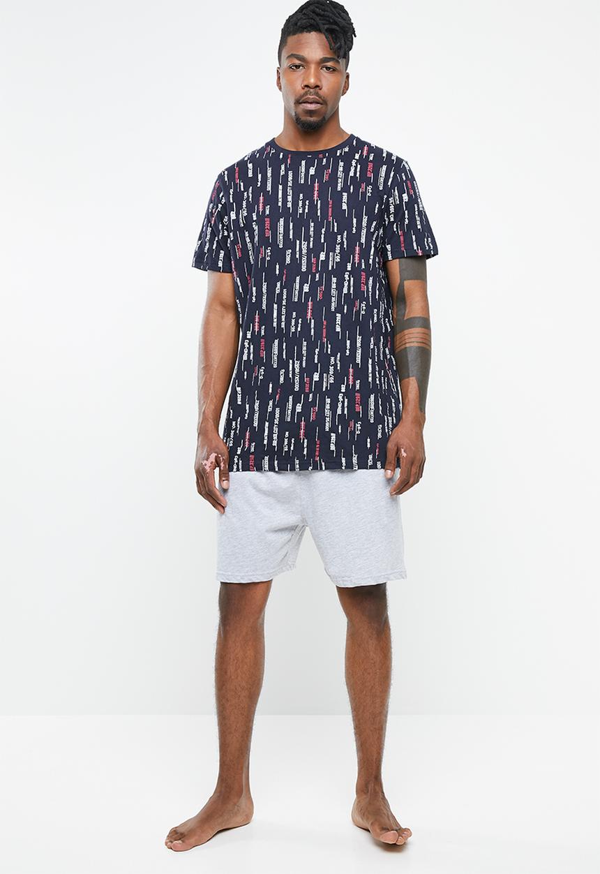STYLE REPUBLIC - Vertical stripe pj set - grey & navy