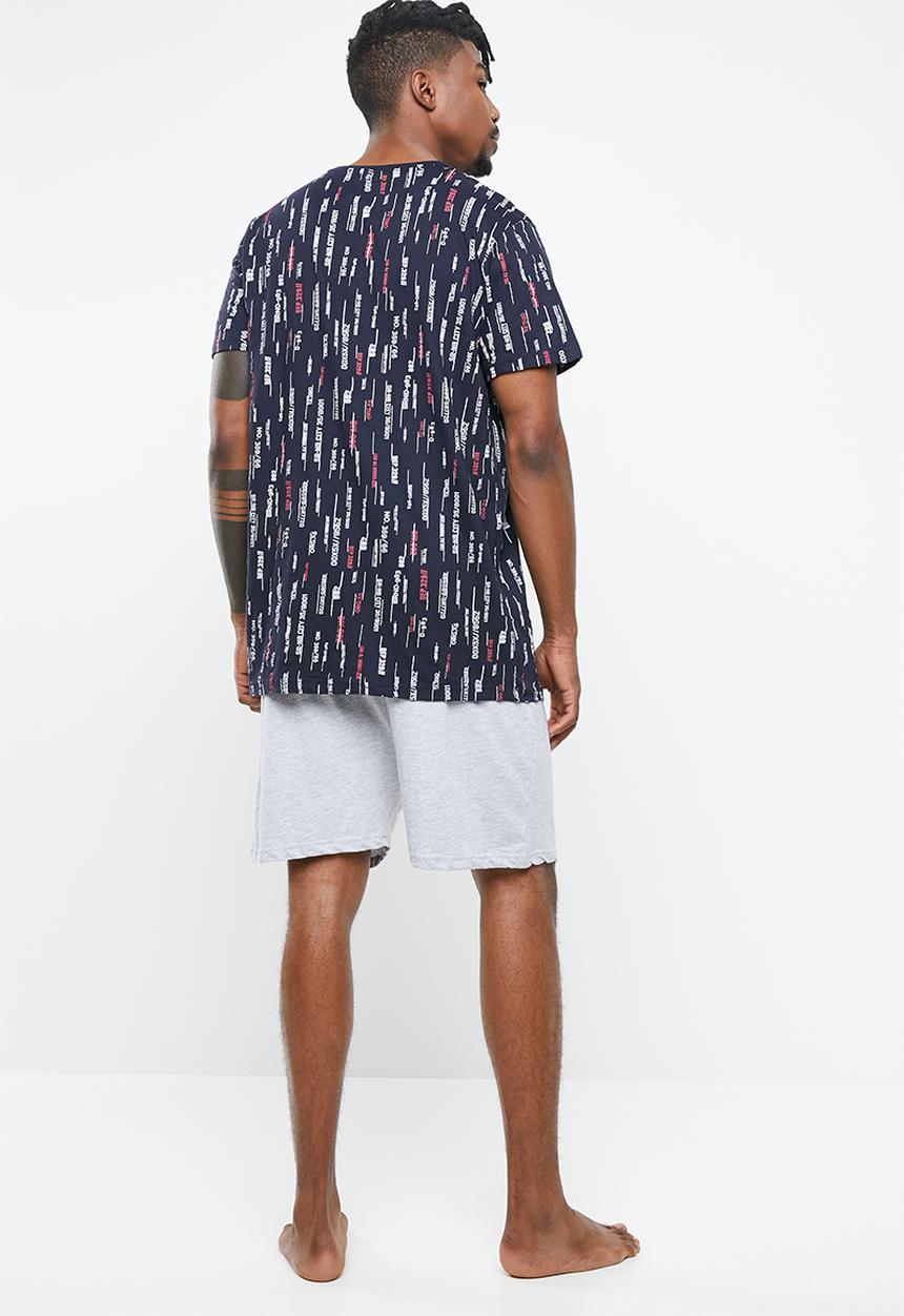 STYLE REPUBLIC - Vertical stripe pj set - grey & navy