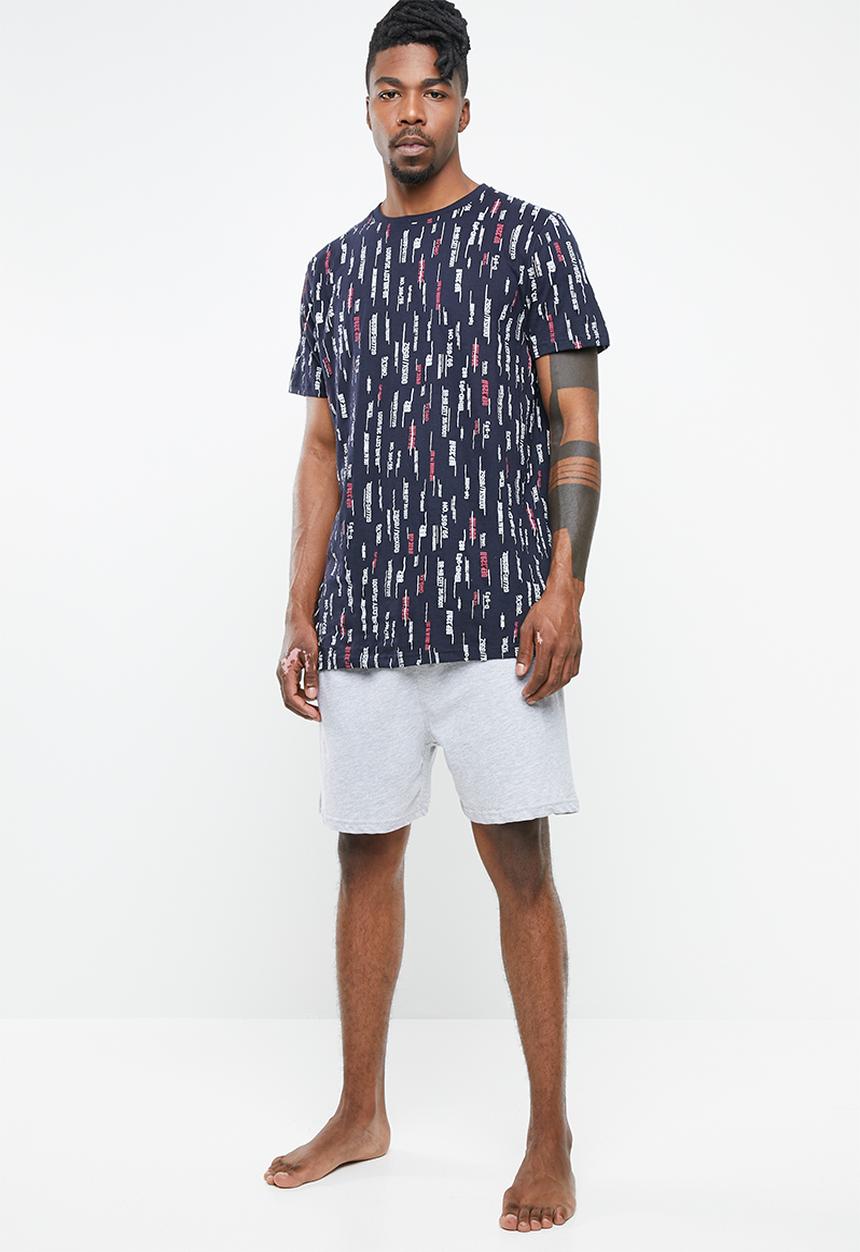 STYLE REPUBLIC - Vertical stripe pj set - grey & navy