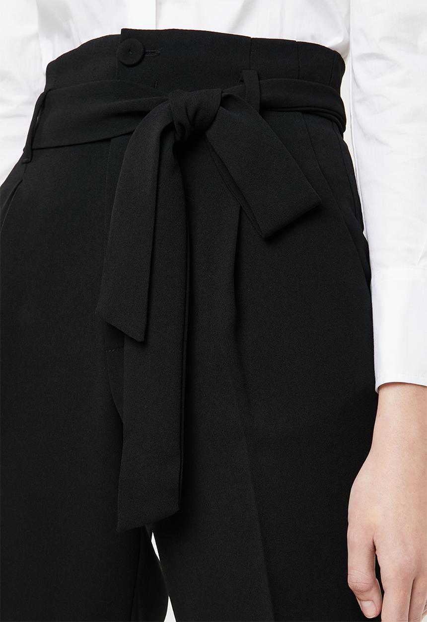 MANGO - Paperbag tie trousers - black