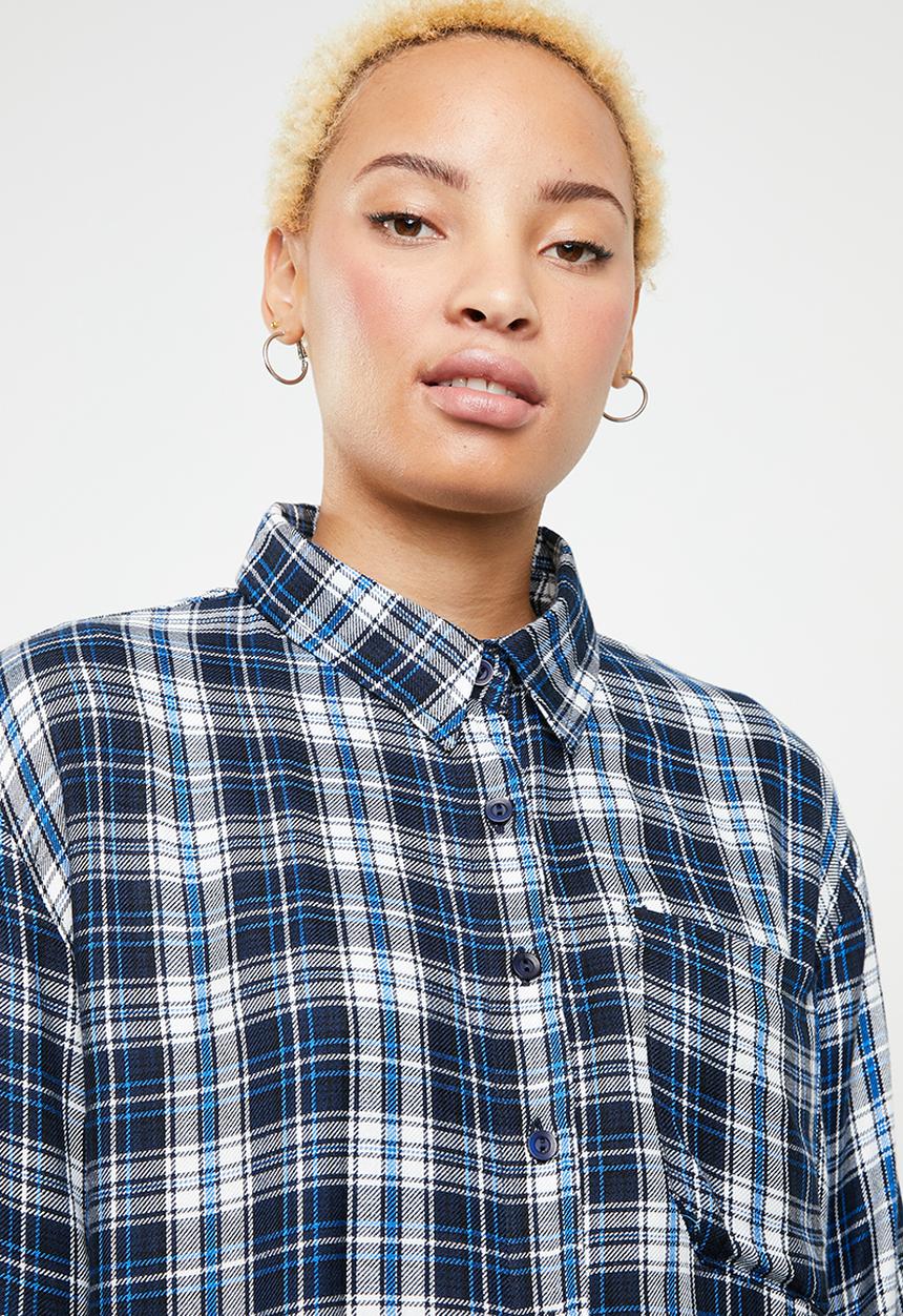 c(inch) - Check long sleeve button-down shirt - multi