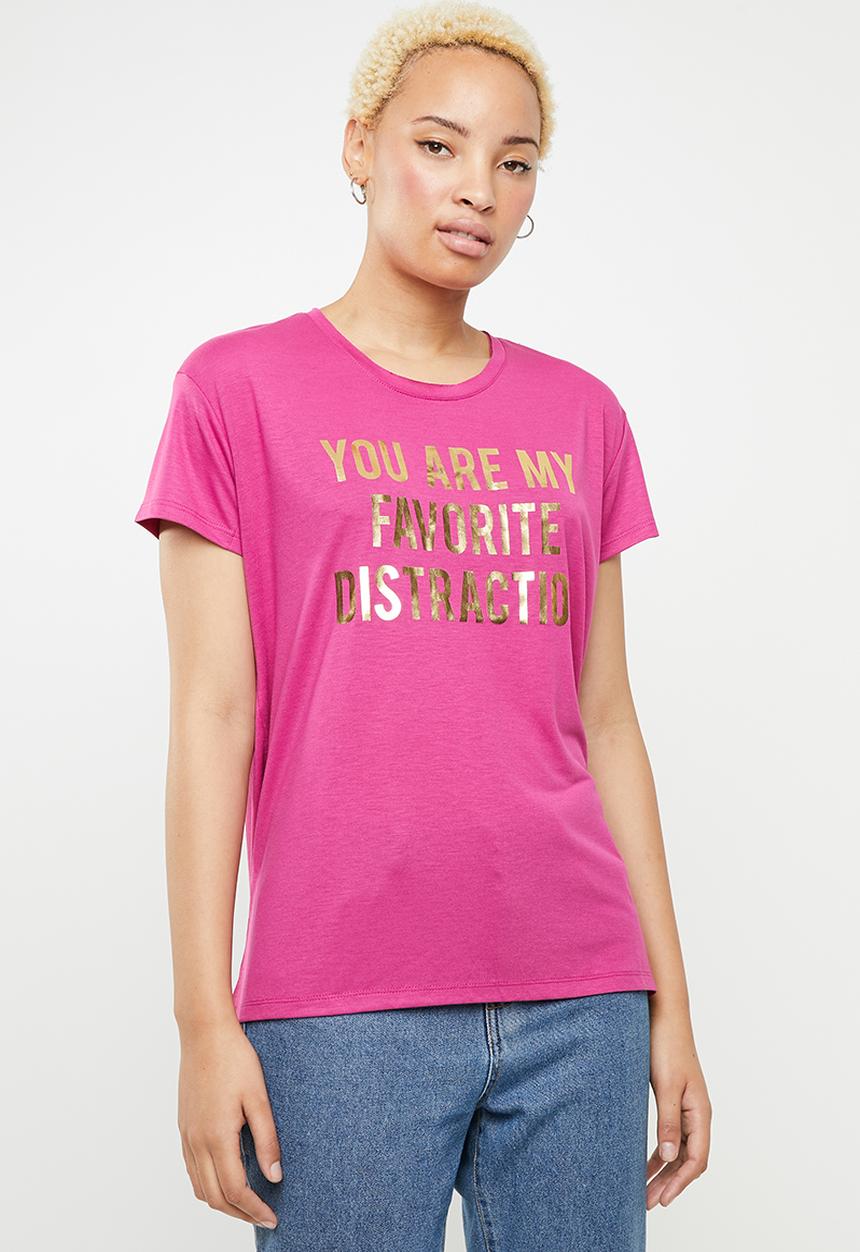 Jacqueline de Yong - Short sleeve print top - pink