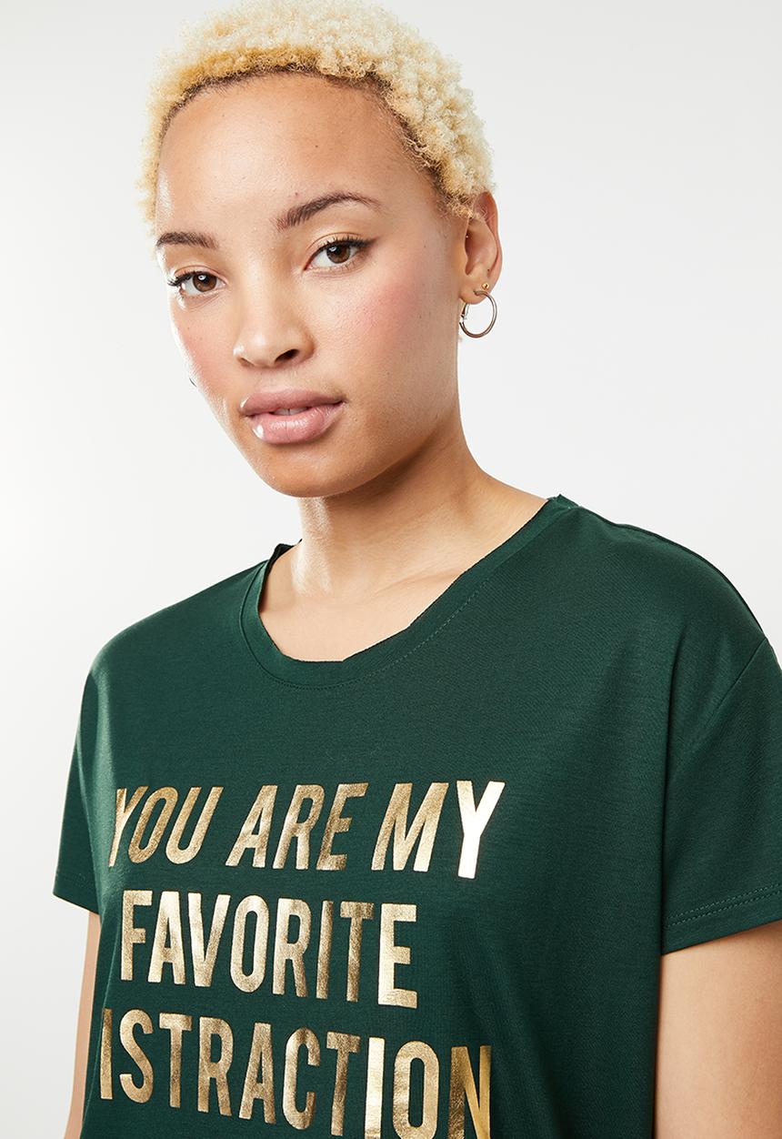 Jacqueline de Yong - Short sleeve print top - green