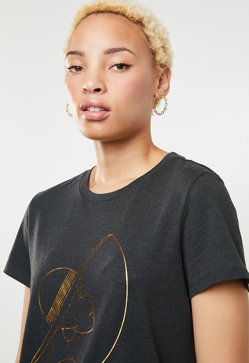 Vero Moda - Fancy short sleeve top - charcoal 