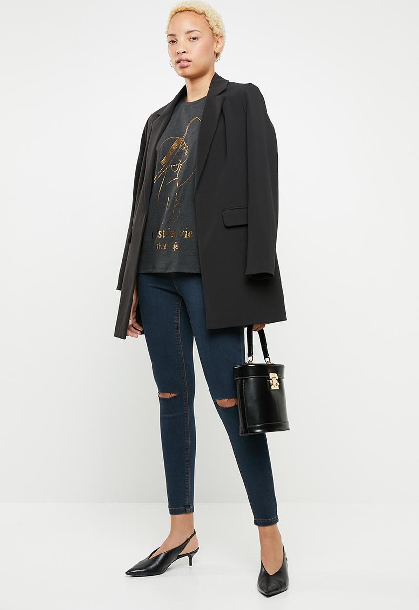 Vero Moda - Fancy short sleeve top - charcoal 