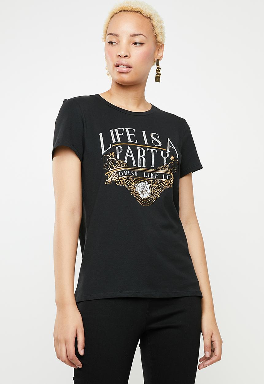 Vero Moda - Fancy short sleeve top - black