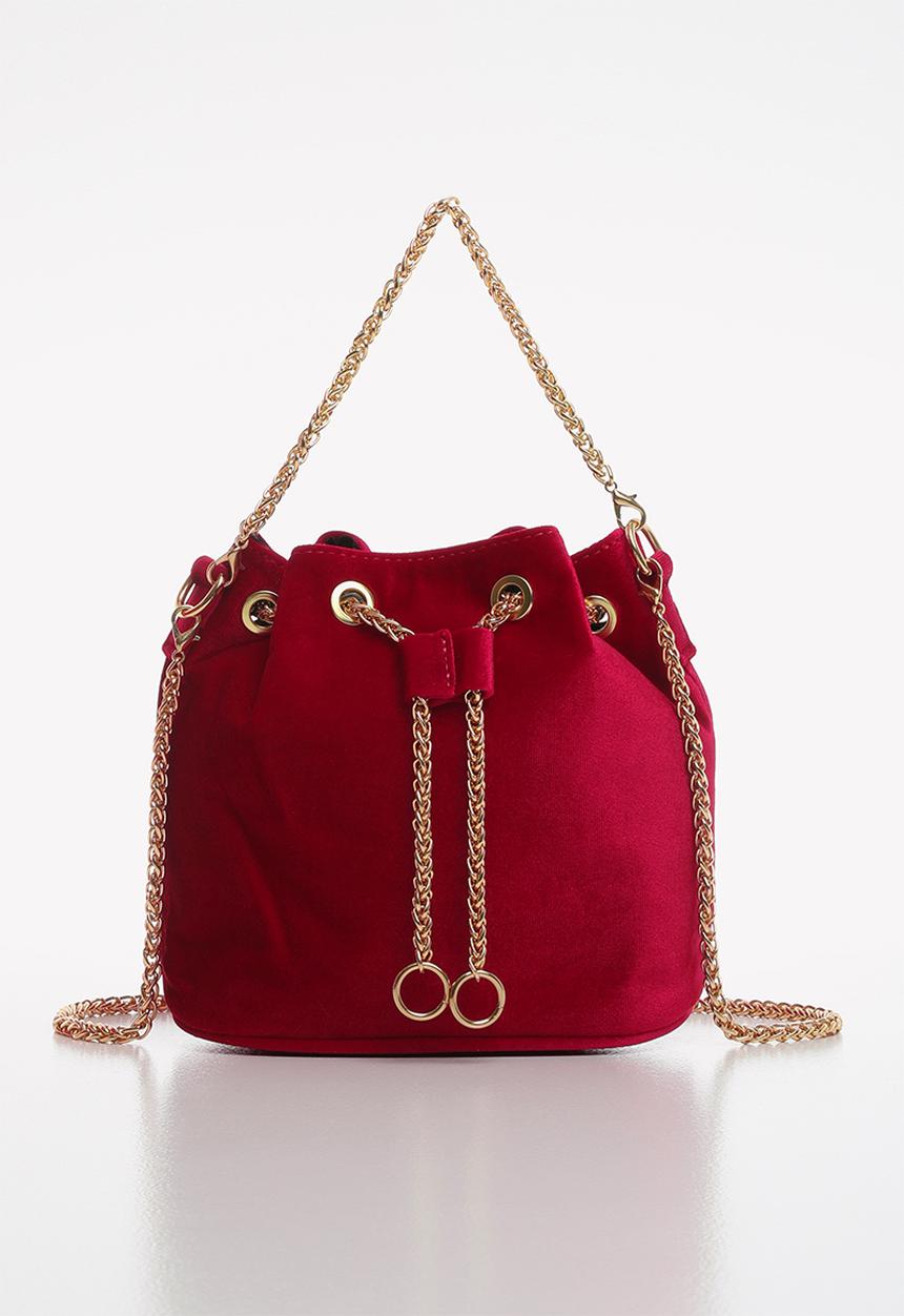 Superbalist - Adina velvet bucket bag - burgundy
