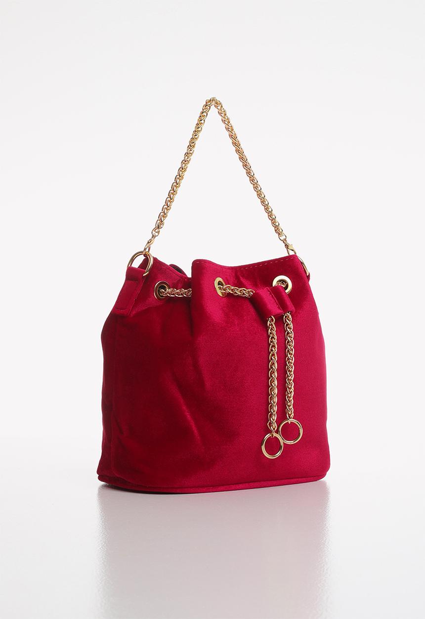 Superbalist - Adina velvet bucket bag - burgundy