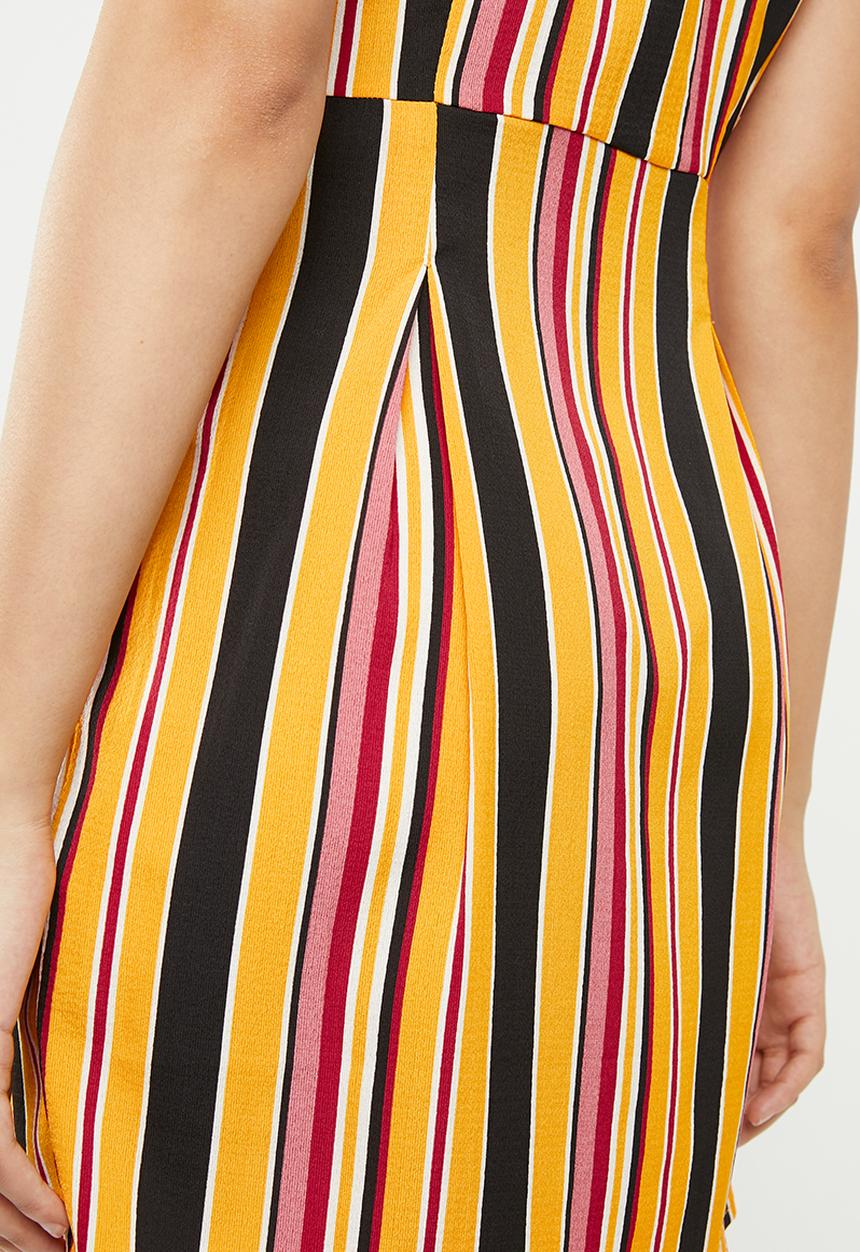 Missguided - Striped button detail midi dress - multi