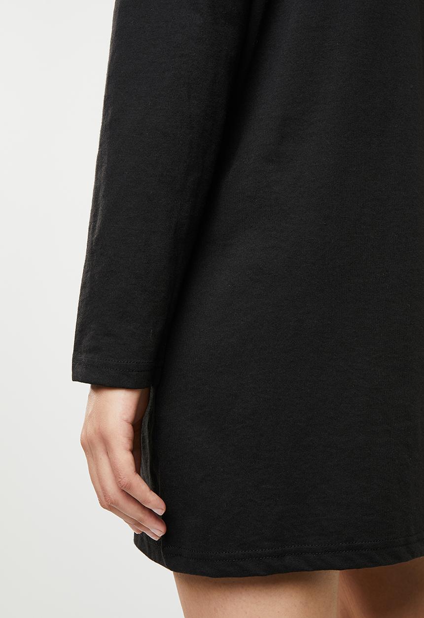 Missguided - Oversized zip front ls T-shirt dress - black