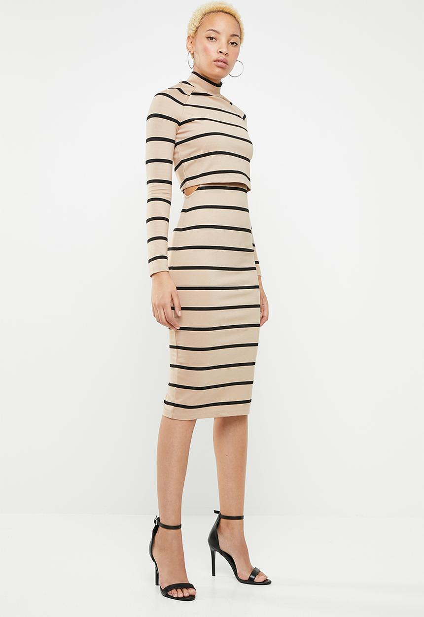 SISSY BOY - Midi dress with polo neck - neutral & black