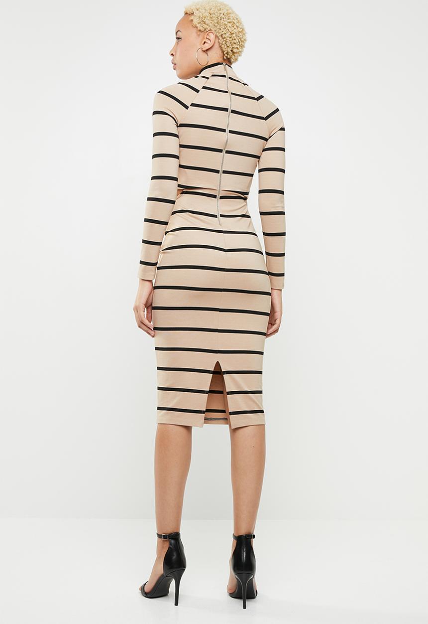 SISSY BOY - Midi dress with polo neck - neutral & black