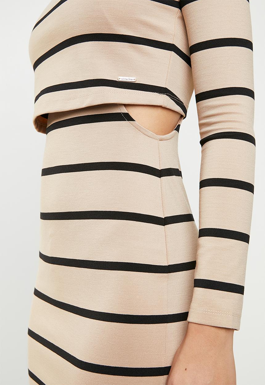 SISSY BOY - Midi dress with polo neck - neutral & black