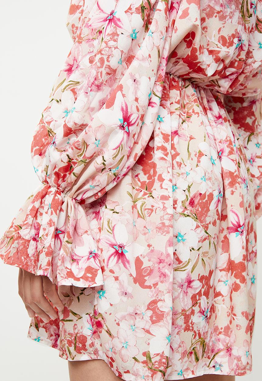 Missguided - Chiffon floral frill dress - pink