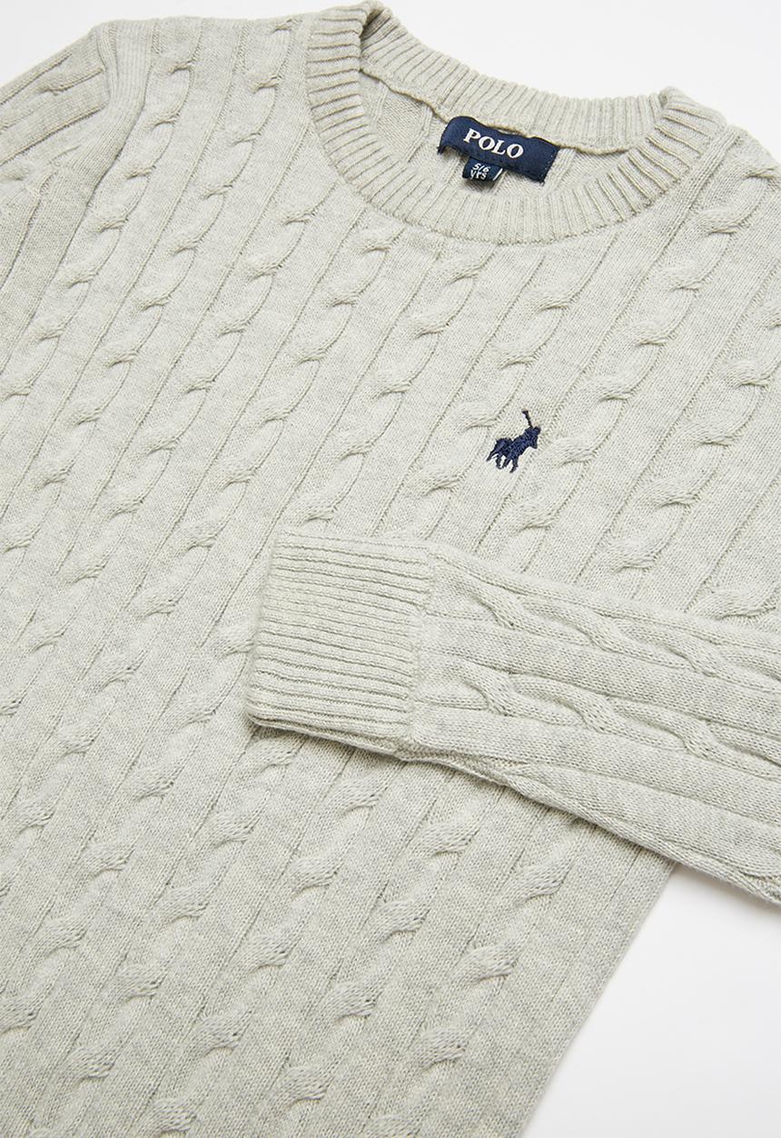 POLO - Jason long sleeve cable knit pullover - grey