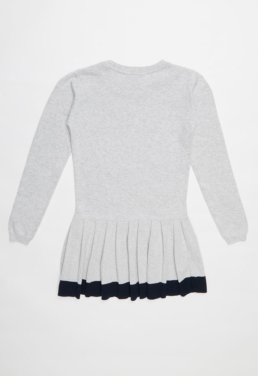 POLO - Long sleeve knitted tennis dress - grey