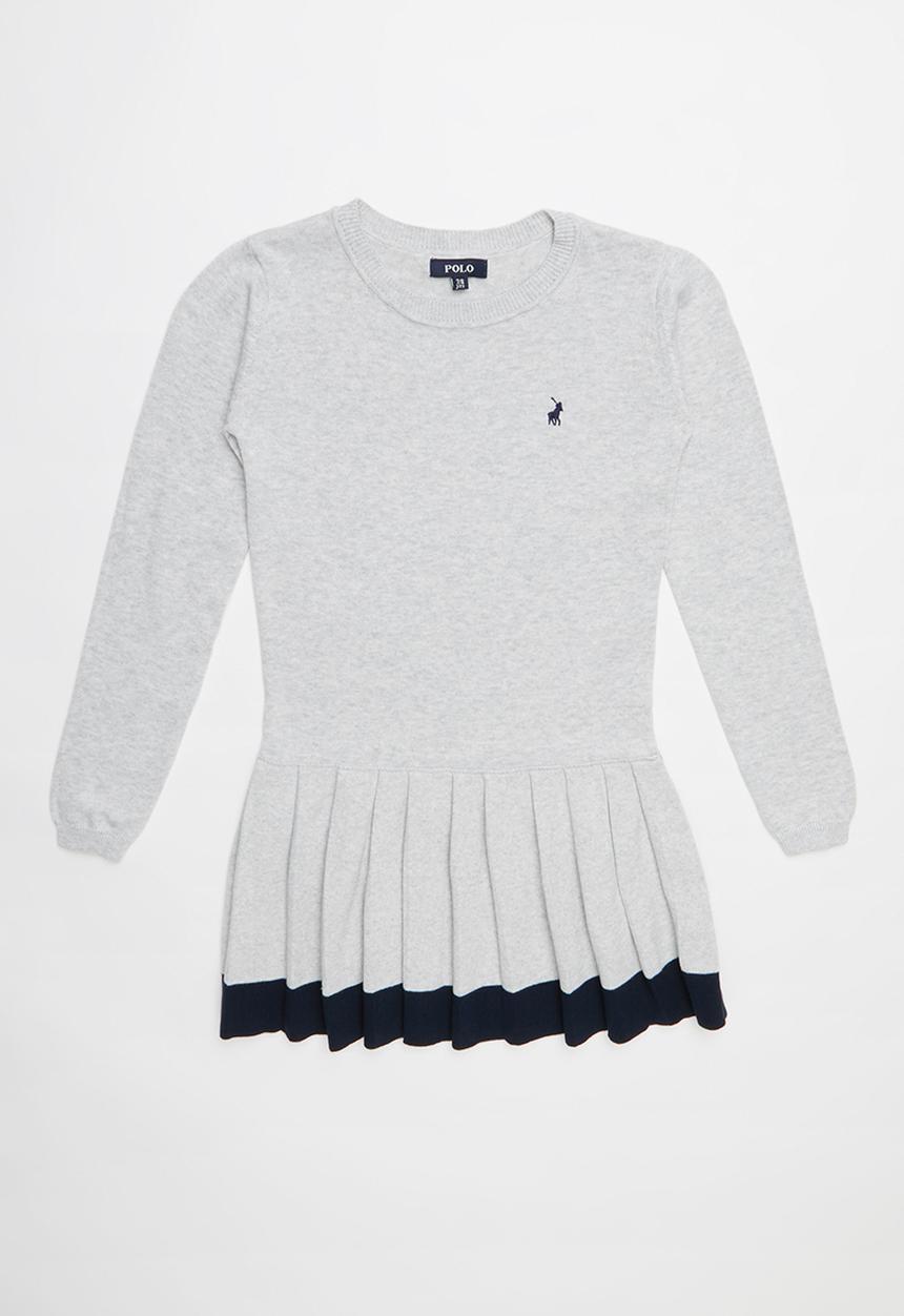 POLO - Long sleeve knitted tennis dress - grey