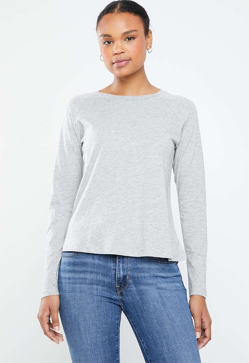 MANGO - Organic cotton long sleeve T-shirt - grey
