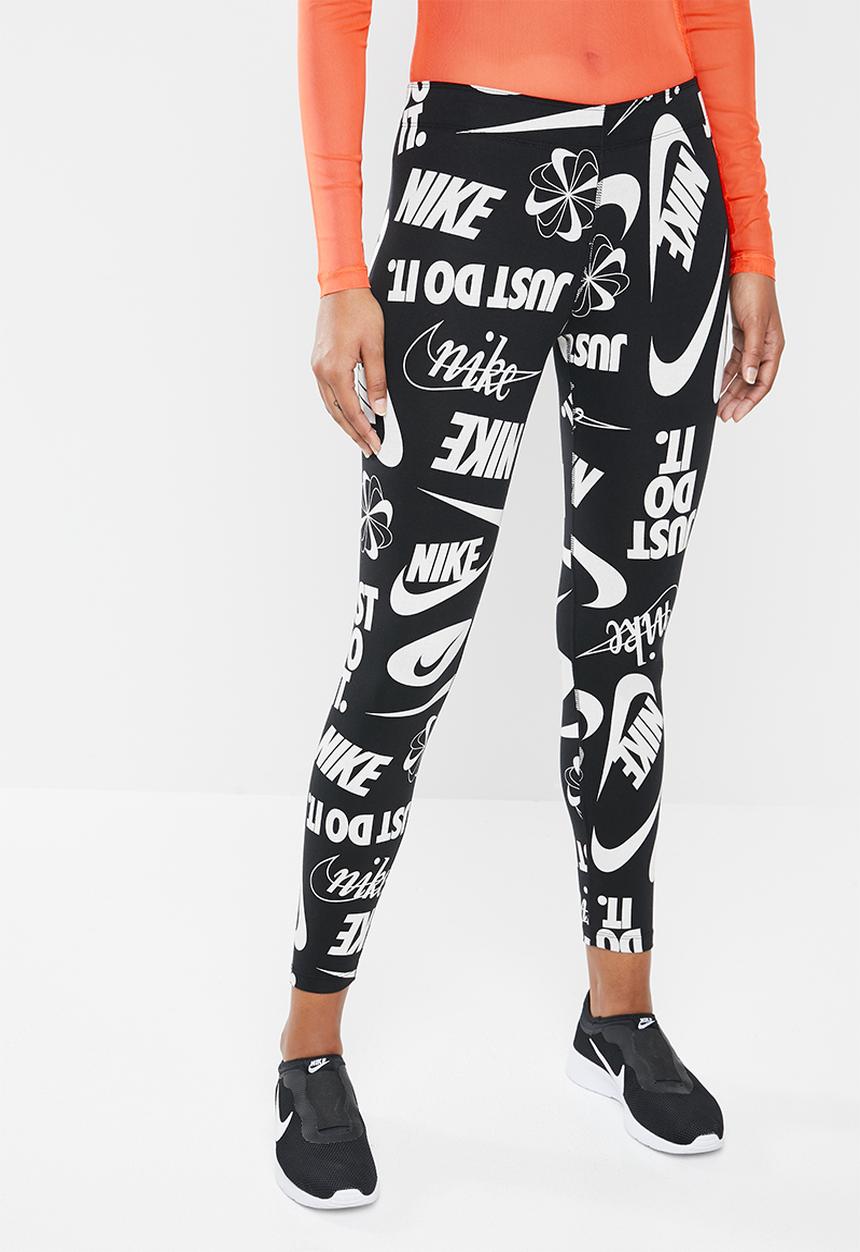 Nike - Legasee logo legging - black & white