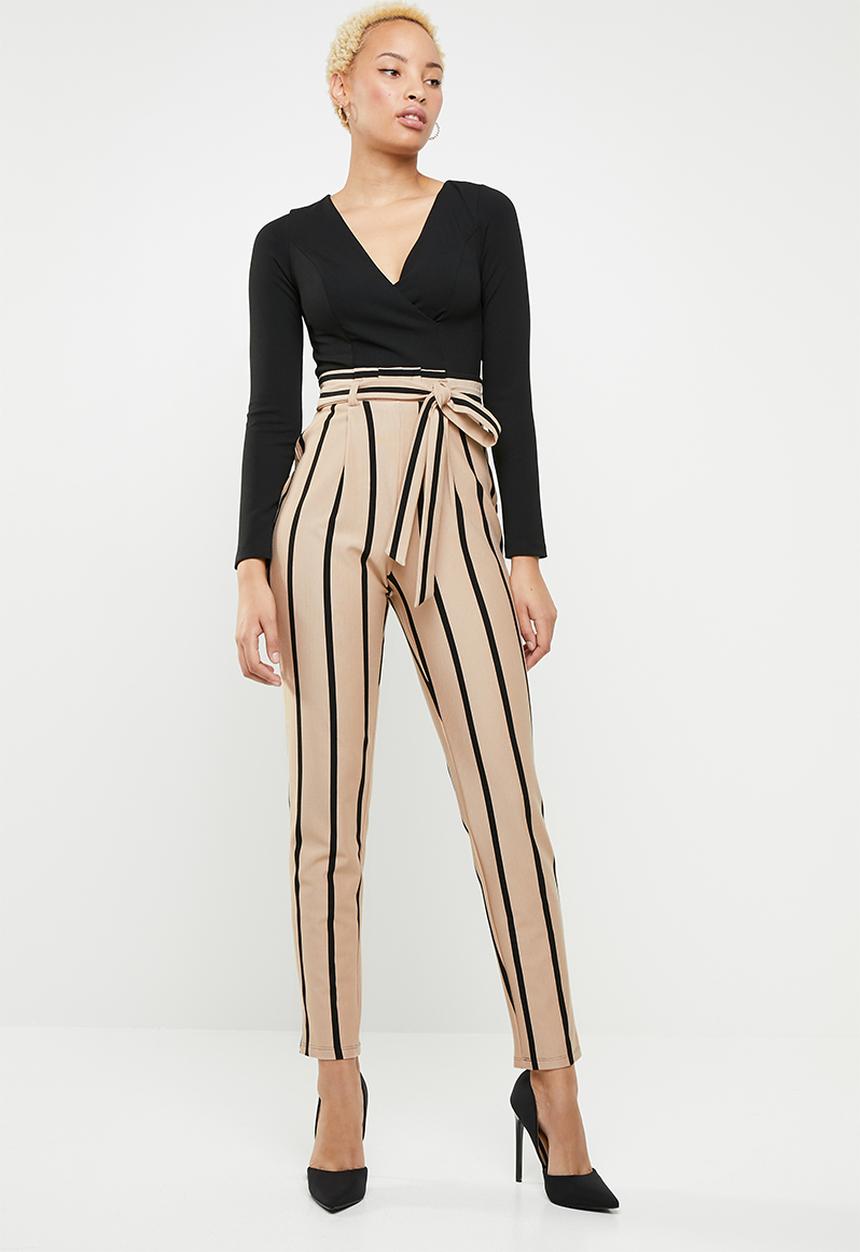 SISSY BOY - Paperbag jumpsuit - black & neutral