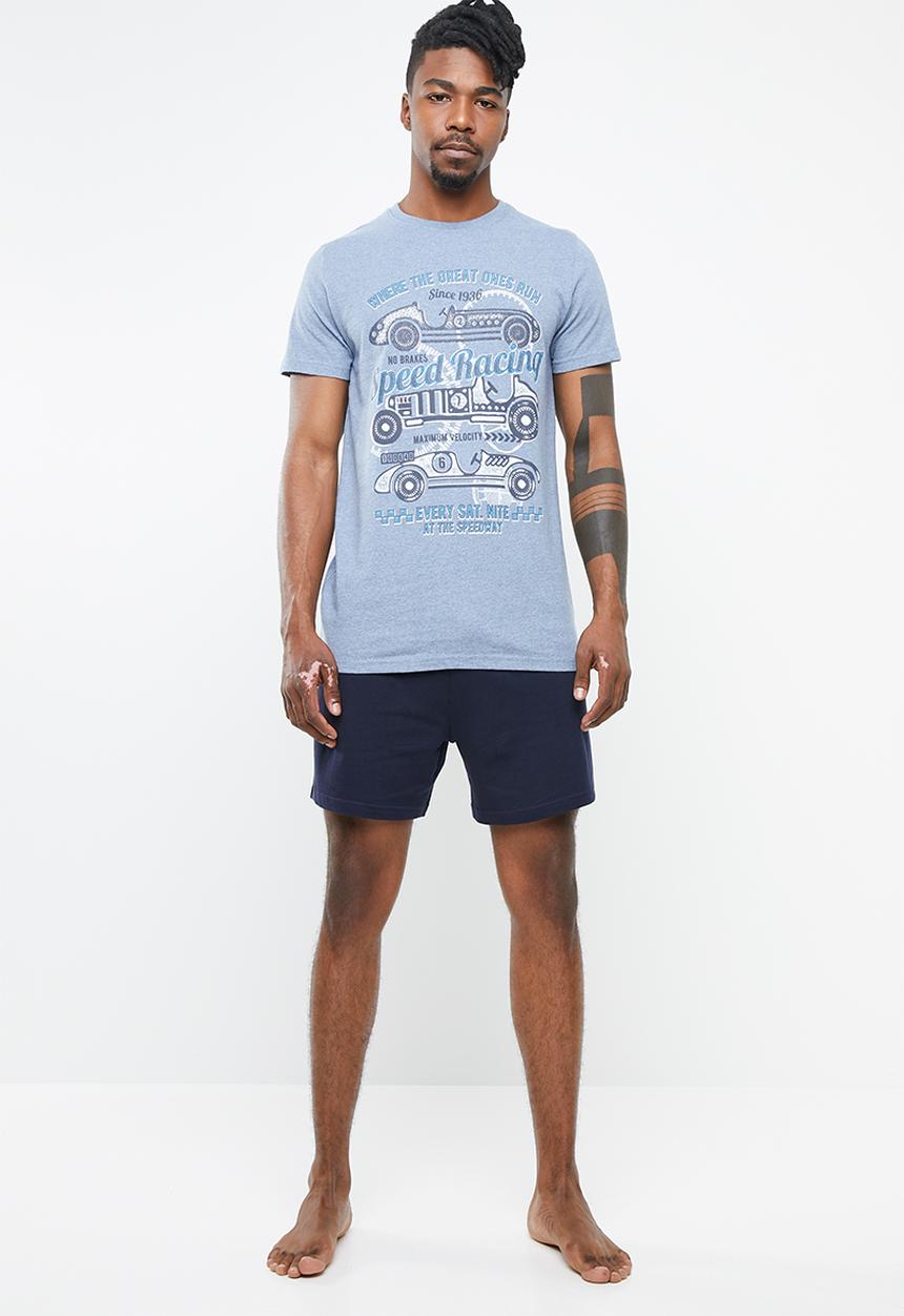 STYLE REPUBLIC - Vintage racing pj set - navy & grey