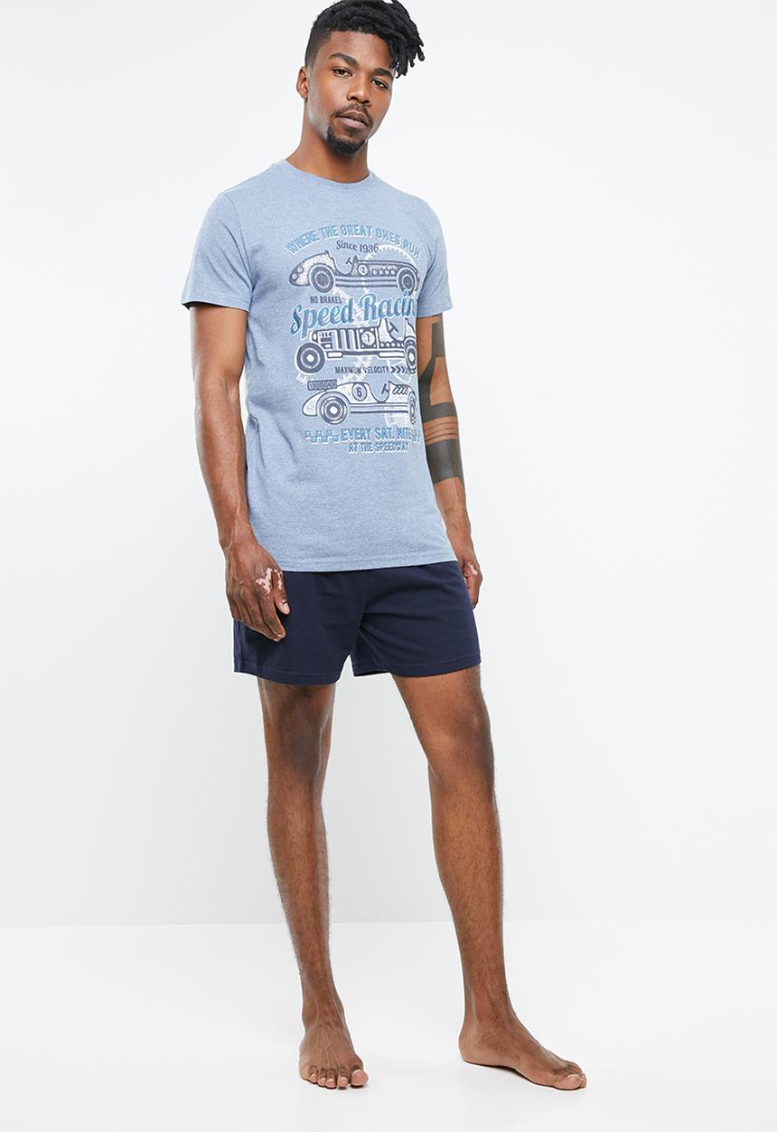 STYLE REPUBLIC - Vintage racing pj set - navy & grey