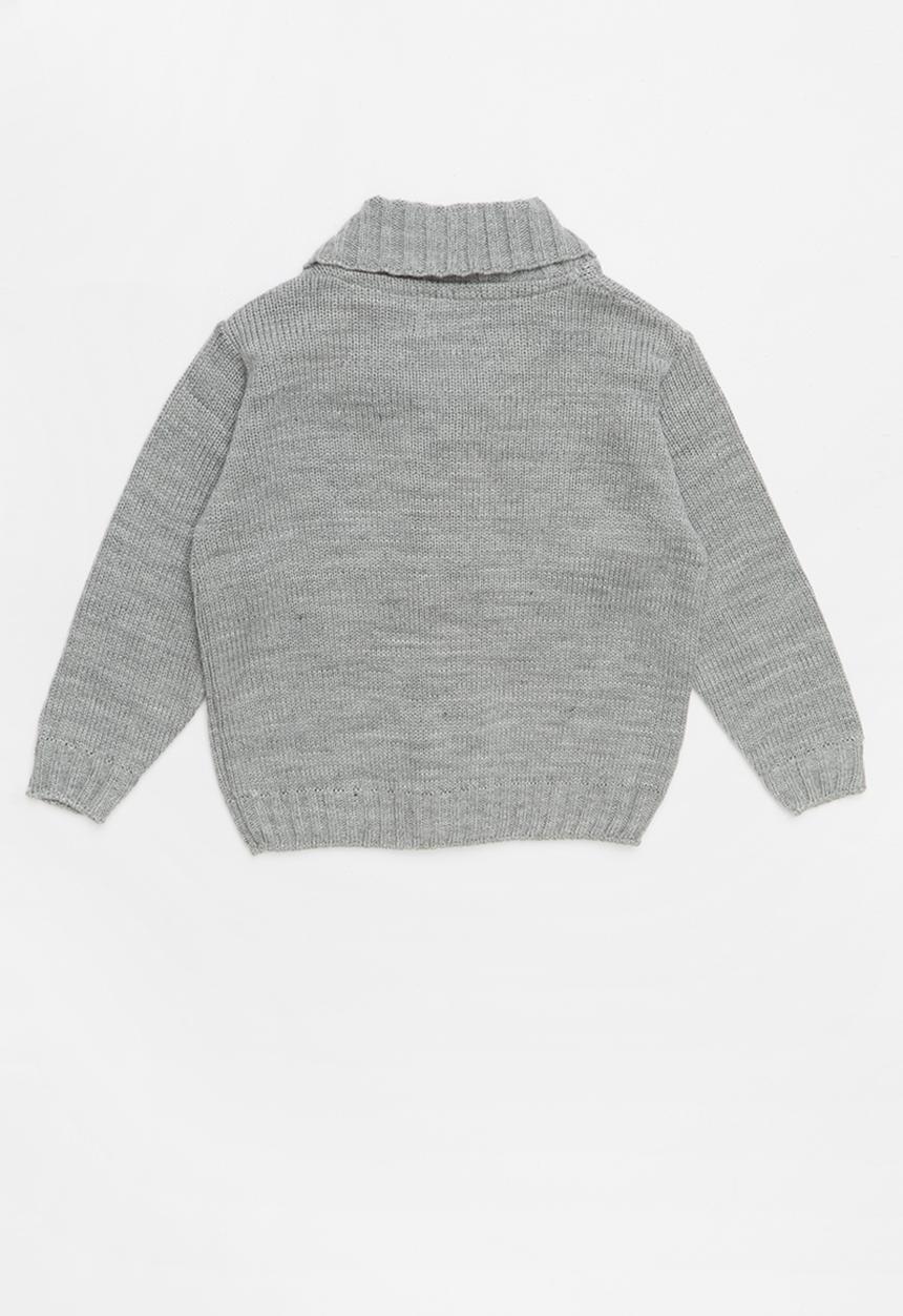 Pop Candy - Kids sweater with collar - grey