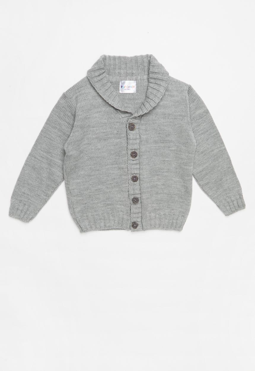 Pop Candy - Kids sweater with collar - grey