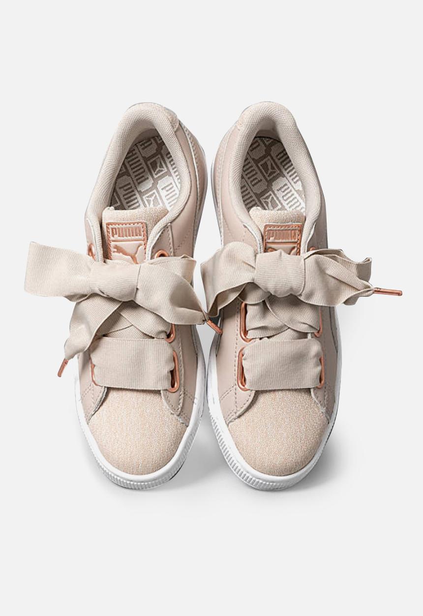 PUMA - Basket Heart Woven Rose - silver gray-Puma white