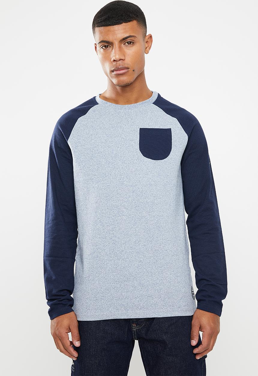 Brave Soul - Kabuto crew neck raglan sweater - navy & blue 