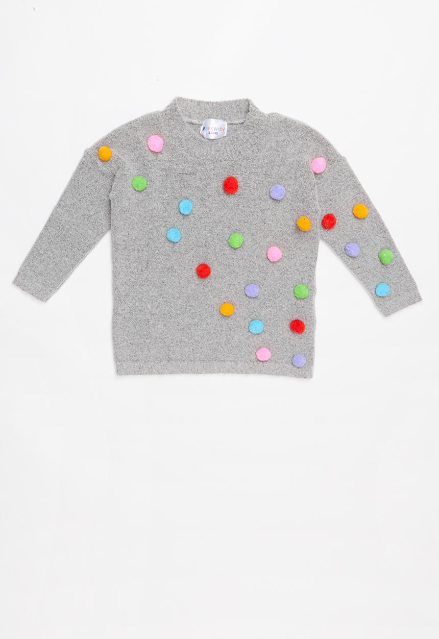 Pop Candy - Kids pom pom knit - grey