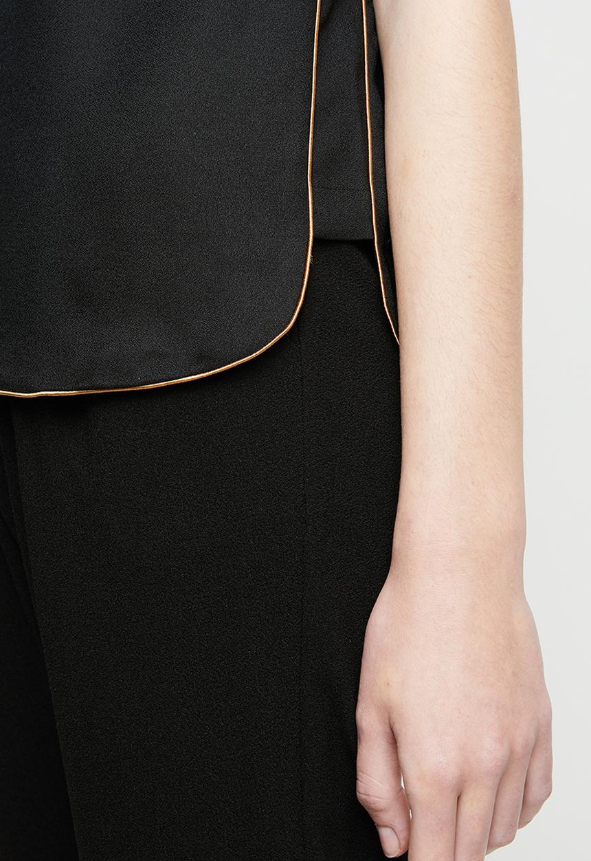MANGO - Contrast trim short sleeve blouse - black