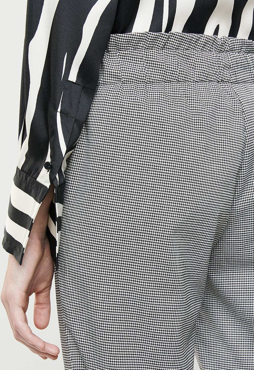 MANGO - Gingham check paperbag trouser - black & white
