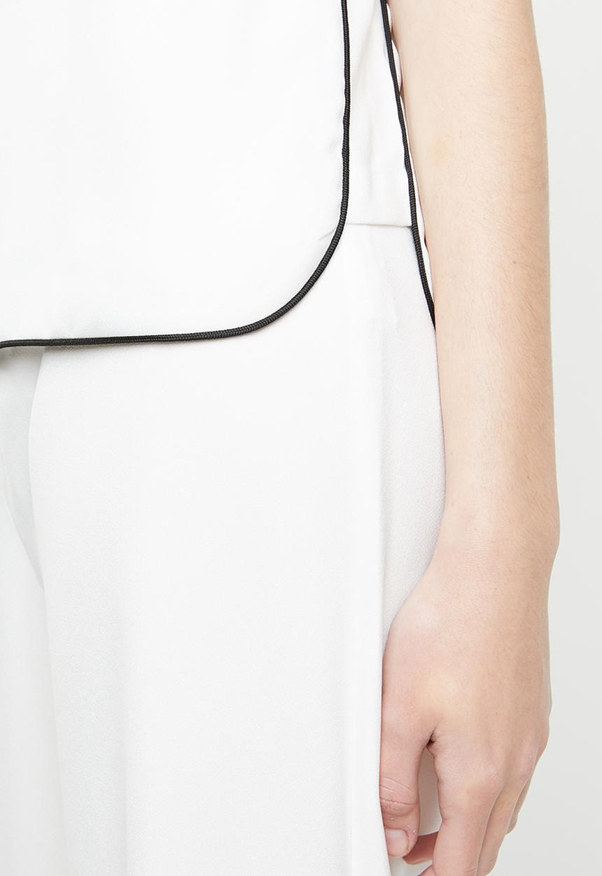 MANGO - Contrast short sleeve blouse - white