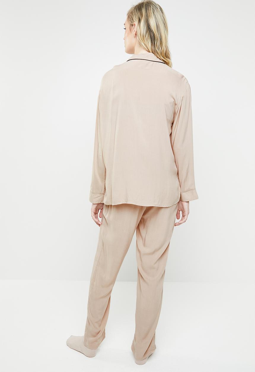 Superbalist - Sleep shirt & pants set - beige
