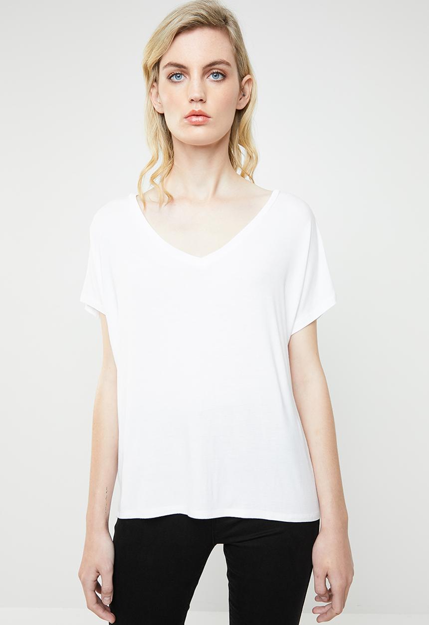 MANGO - V-neck T-shirt - white