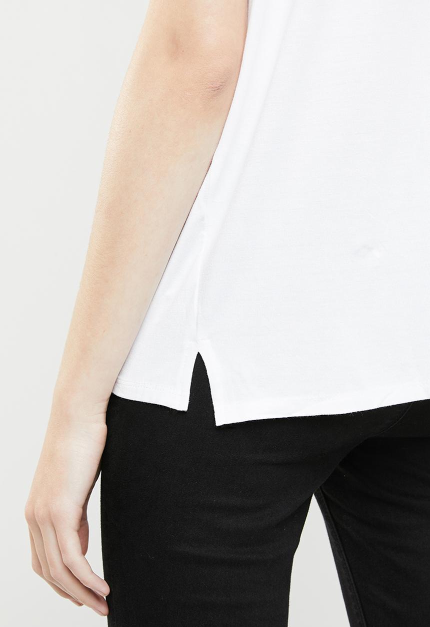 MANGO - V-neck T-shirt - white