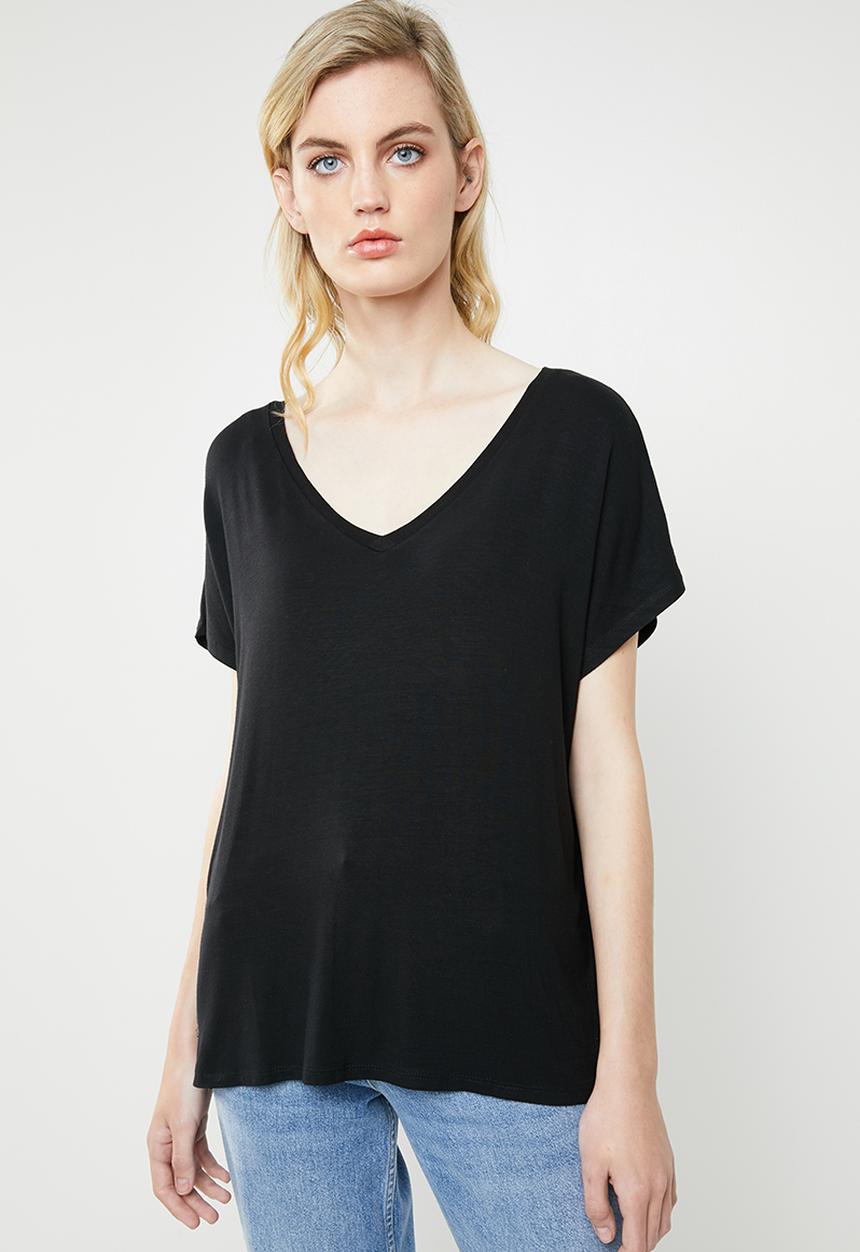 MANGO - V-neck T-shirt - black