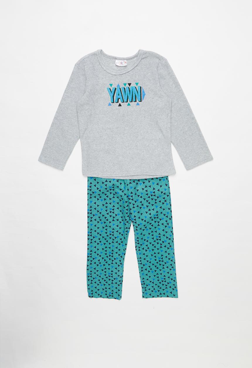 Pop Candy - Triangle print fleece and flannel pajamas - multi